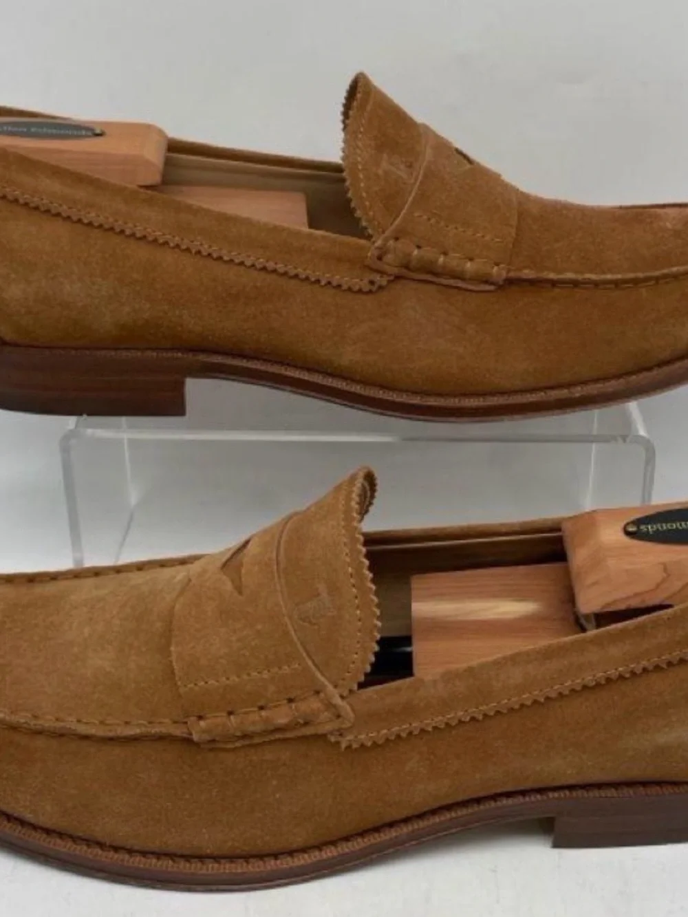 Tod's Suede Penny Loafers in Tan Brown